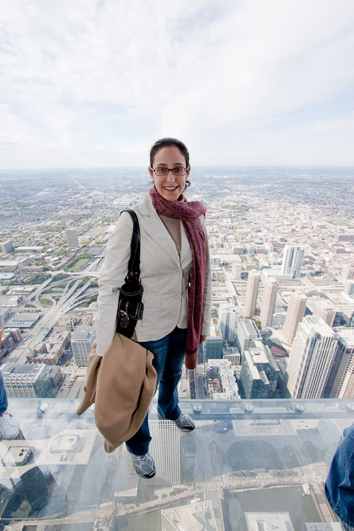 Rachel in the Skybox - I photoshoped the glass seam from behind her
