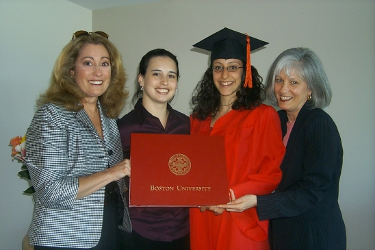 Rachel and Janice with their respective mothers