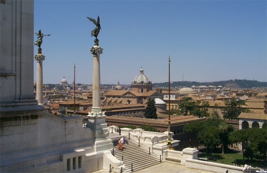 Looking out over Rome from the monument, which was really the best view of Rome as it is on a hill.