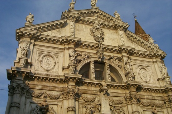 ... We walked from Piazza San Marco to our hotel about six times and I think we took six different paths, not because we intended to mind you.  One benefit in this poor guidance is the ability to find beautiful pieces of architecture, such as this church.