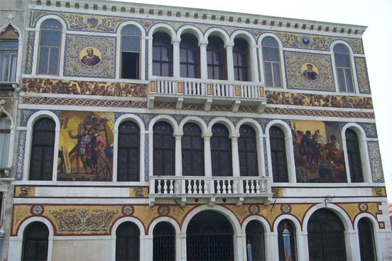 The paintings were done using a mosaic of tiles.