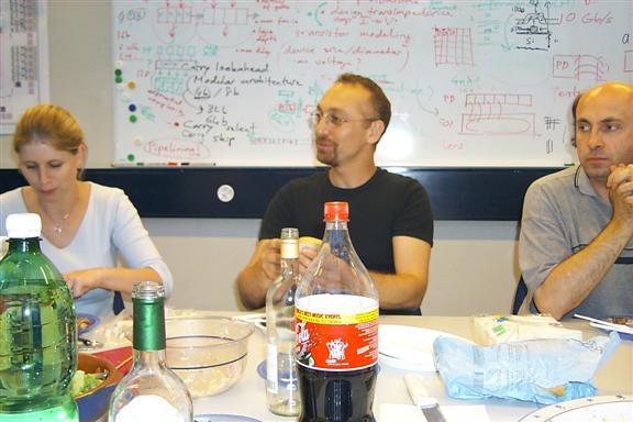 Selim in the middle with Séverine to left and angry French guy to right... Selim was poking fun at the French past and as is typical with his stories it was unknown at the time that two people that were at the barbeque were French citizens.