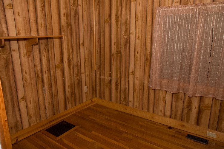 The original wood paneling