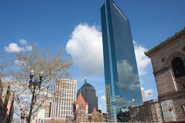 At the finish line, the John Hancock Tower