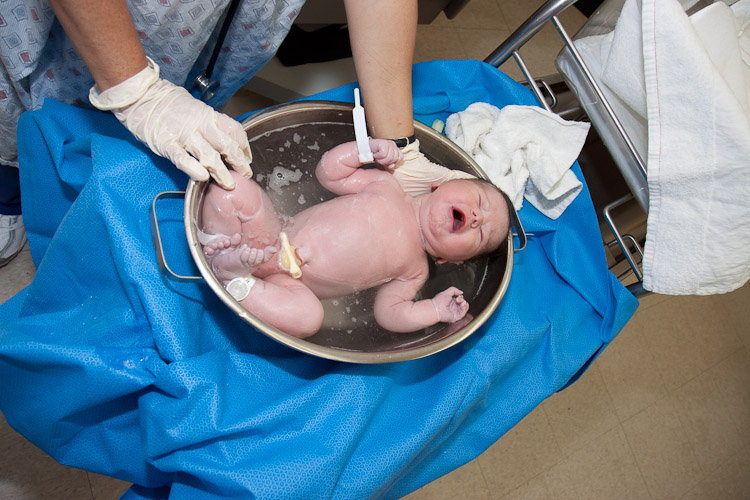 Her first bath