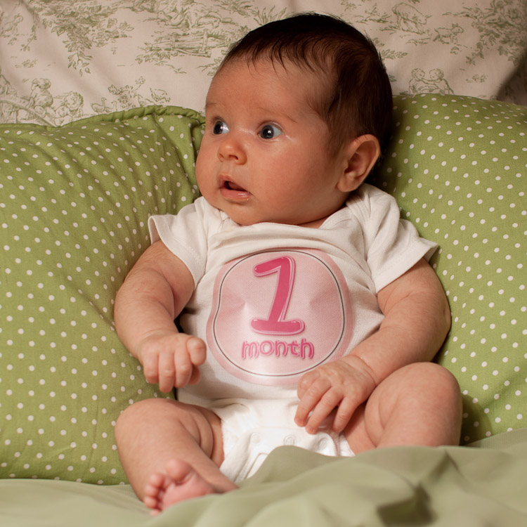 1 Month, Each subsequent month is the same size number sticker, for reference.
